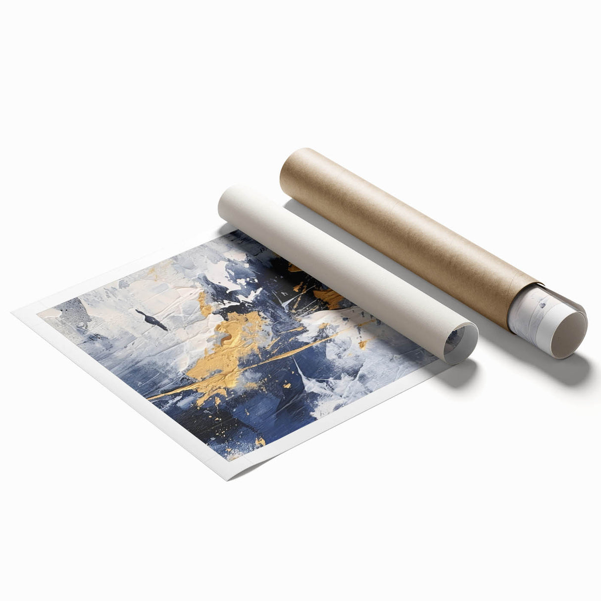 Abstract Navy and Gold Textured Canvas Art - Luxe Modern Wall Decor