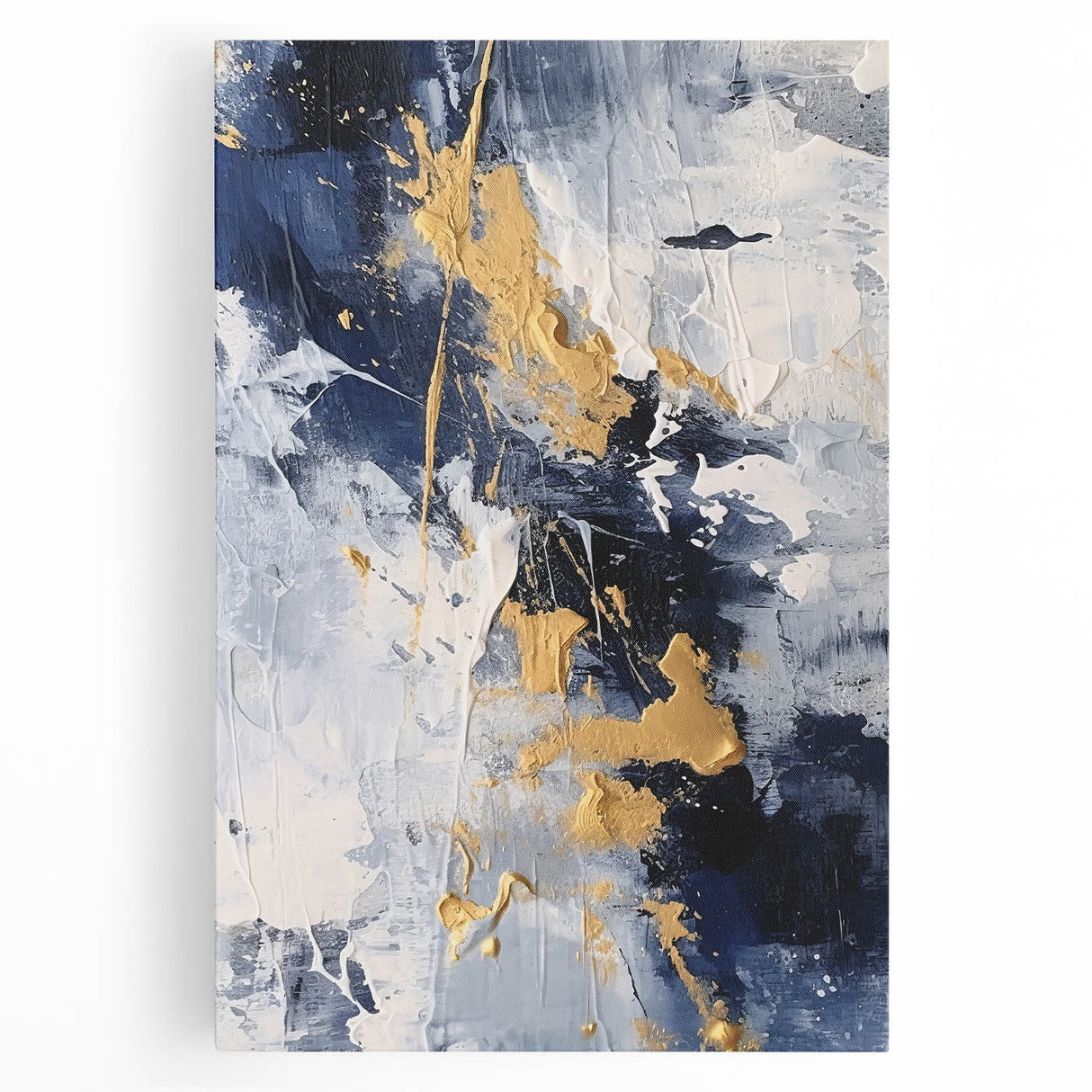 Abstract Navy and Gold Textured Canvas Art - Luxe Modern Wall Decor