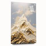 Majestic Gold and White Textured Mountain Canvas Art - Luxe Wall Decor