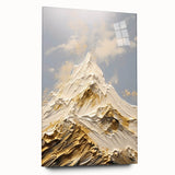 Majestic Gold and White Textured Mountain Canvas Art - Luxe Wall Decor