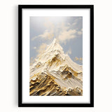 Majestic Gold and White Textured Mountain Canvas Art - Luxe Wall Decor