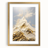 Majestic Gold and White Textured Mountain Canvas Art - Luxe Wall Decor