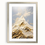 Majestic Gold and White Textured Mountain Canvas Art - Luxe Wall Decor