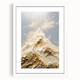 Majestic Gold and White Textured Mountain Canvas Art - Luxe Wall Decor