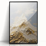 Majestic Gold and White Textured Mountain Canvas Art - Luxe Wall Decor