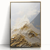 Majestic Gold and White Textured Mountain Canvas Art - Luxe Wall Decor