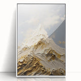 Majestic Gold and White Textured Mountain Canvas Art - Luxe Wall Decor