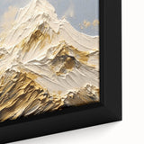 Majestic Gold and White Textured Mountain Canvas Art - Luxe Wall Decor