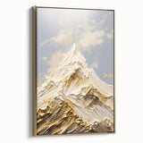 Majestic Gold and White Textured Mountain Canvas Art - Luxe Wall Decor