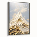Majestic Gold and White Textured Mountain Canvas Art - Luxe Wall Decor