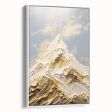 Majestic Gold and White Textured Mountain Canvas Art - Luxe Wall Decor
