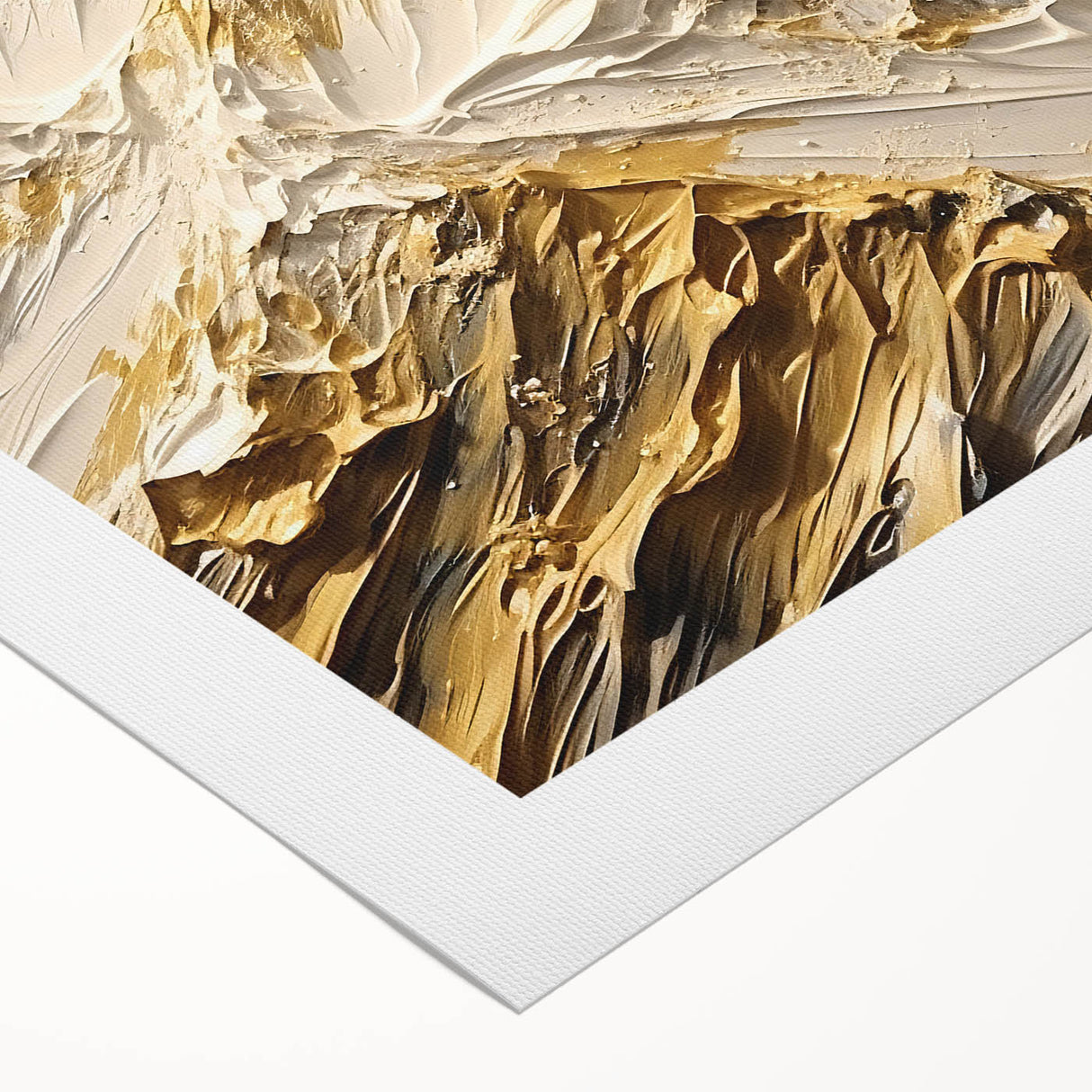Majestic Gold and White Textured Mountain Canvas Art - Luxe Wall Decor