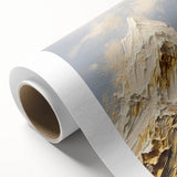 Majestic Gold and White Textured Mountain Canvas Art - Luxe Wall Decor