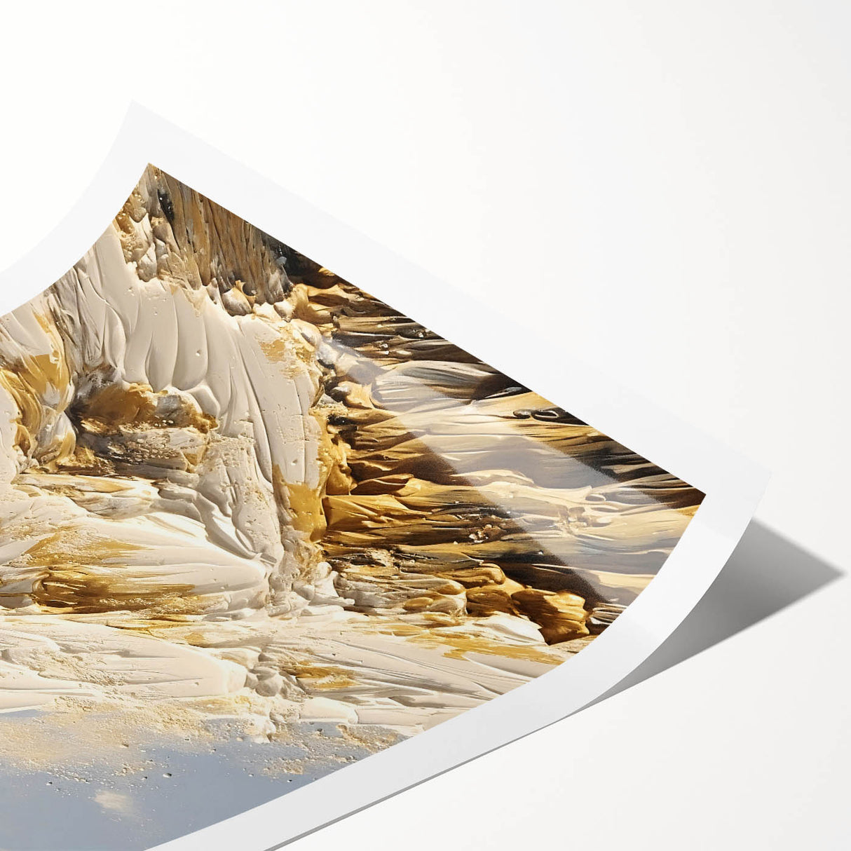 Majestic Gold and White Textured Mountain Canvas Art - Luxe Wall Decor