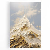 Majestic Gold and White Textured Mountain Canvas Art - Luxe Wall Decor