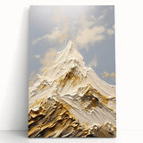 Majestic Gold and White Textured Mountain Canvas Art - Luxe Wall Decor