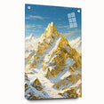 Golden Peak Mountain Canvas Art - Luxurious Wall Décor with Snowy Accents