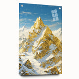 Golden Peak Mountain Canvas Art - Luxurious Wall Décor with Snowy Accents