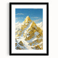 Golden Peak Mountain Canvas Art - Luxurious Wall Décor with Snowy Accents