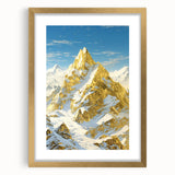 Golden Peak Mountain Canvas Art - Luxurious Wall Décor with Snowy Accents