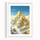 Golden Peak Mountain Canvas Art - Luxurious Wall Décor with Snowy Accents