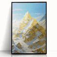 Golden Peak Mountain Canvas Art - Luxurious Wall Décor with Snowy Accents
