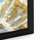 Golden Peak Mountain Canvas Art - Luxurious Wall Décor with Snowy Accents