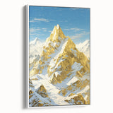 Golden Peak Mountain Canvas Art - Luxurious Wall Décor with Snowy Accents