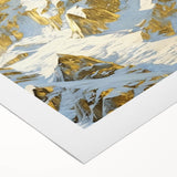Golden Peak Mountain Canvas Art - Luxurious Wall Décor with Snowy Accents
