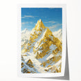 Golden Peak Mountain Canvas Art - Luxurious Wall Décor with Snowy Accents