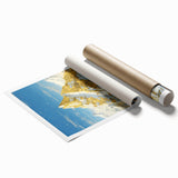 Golden Peak Mountain Canvas Art - Luxurious Wall Décor with Snowy Accents