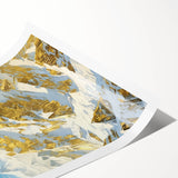 Golden Peak Mountain Canvas Art - Luxurious Wall Décor with Snowy Accents