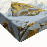 Golden Peak Mountain Canvas Art - Luxurious Wall Décor with Snowy Accents