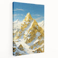 Golden Peak Mountain Canvas Art - Luxurious Wall Décor with Snowy Accents