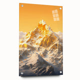 Golden Radiance Mountain Canvas Art – Snow-Capped Peak in Glowing Sunset