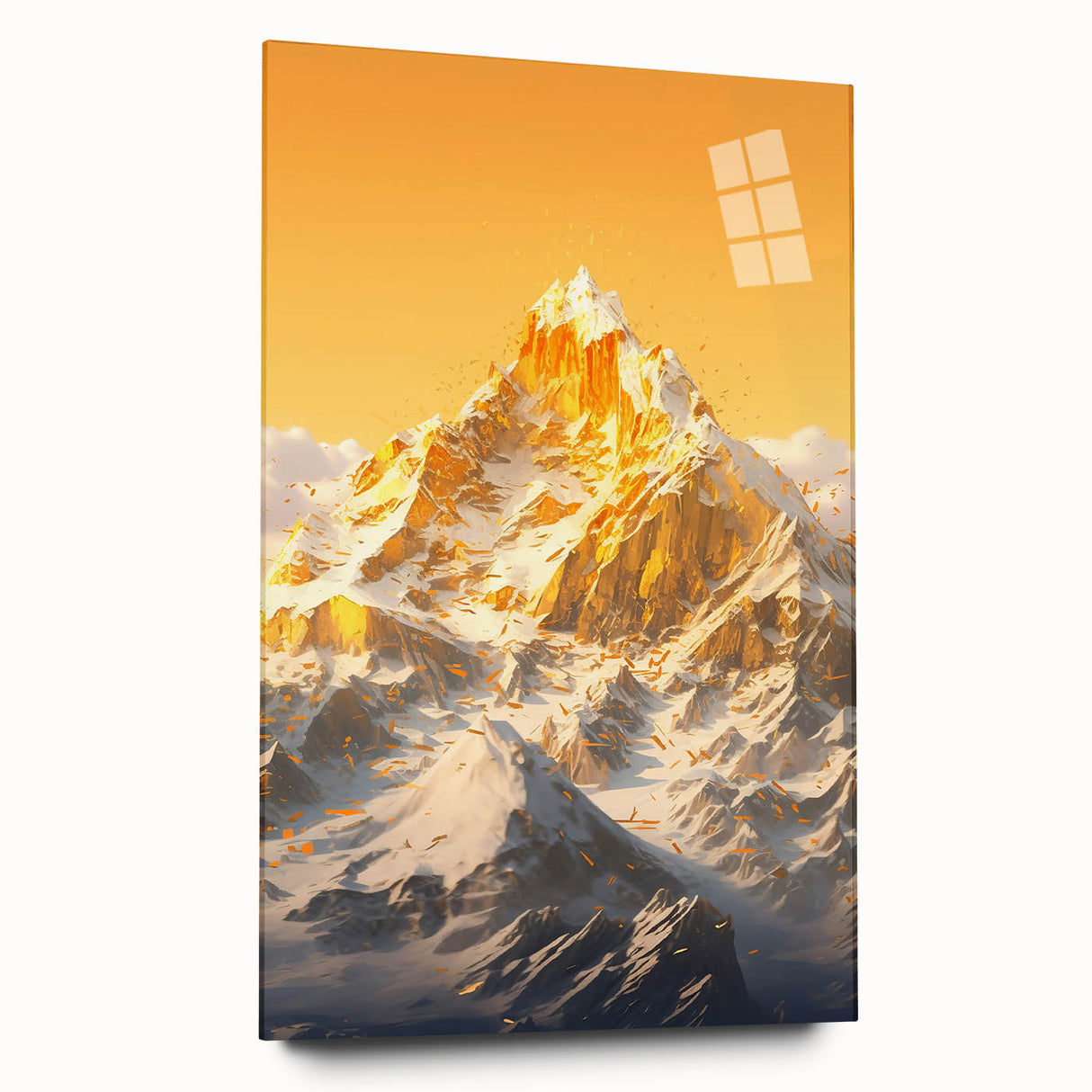 Golden Radiance Mountain Canvas Art – Snow-Capped Peak in Glowing Sunset
