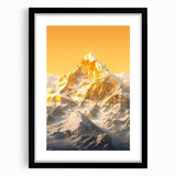 Golden Radiance Mountain Canvas Art – Snow-Capped Peak in Glowing Sunset