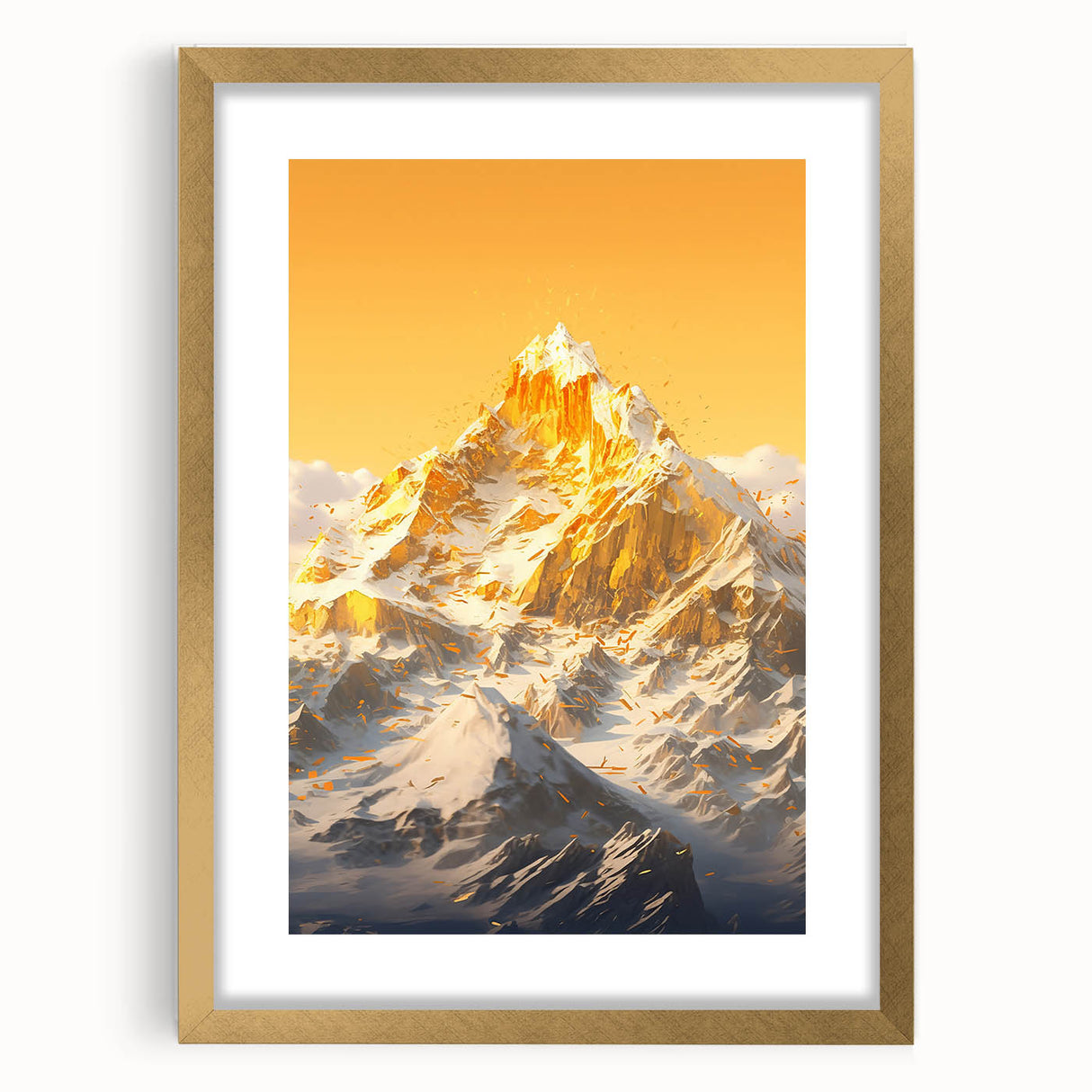 Golden Radiance Mountain Canvas Art – Snow-Capped Peak in Glowing Sunset