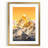 Golden Radiance Mountain Canvas Art – Snow-Capped Peak in Glowing Sunset