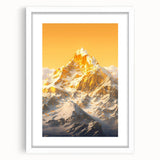Golden Radiance Mountain Canvas Art – Snow-Capped Peak in Glowing Sunset