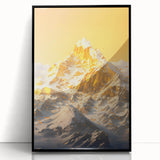 Golden Radiance Mountain Canvas Art – Snow-Capped Peak in Glowing Sunset