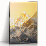 Golden Radiance Mountain Canvas Art – Snow-Capped Peak in Glowing Sunset