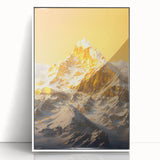 Golden Radiance Mountain Canvas Art – Snow-Capped Peak in Glowing Sunset