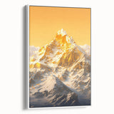 Golden Radiance Mountain Canvas Art – Snow-Capped Peak in Glowing Sunset