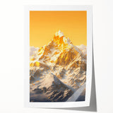 Golden Radiance Mountain Canvas Art – Snow-Capped Peak in Glowing Sunset