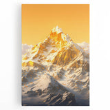 Golden Radiance Mountain Canvas Art – Snow-Capped Peak in Glowing Sunset