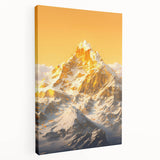 Golden Radiance Mountain Canvas Art – Snow-Capped Peak in Glowing Sunset