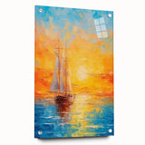 Sunset Sailing Dream – Colorful Ship on the Horizon Canvas Art