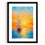Sunset Sailing Dream – Colorful Ship on the Horizon Canvas Art