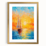 Sunset Sailing Dream – Colorful Ship on the Horizon Canvas Art